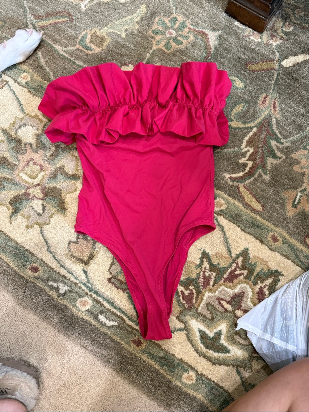 Zara Hot Pink Ruffle One-Piece Swimsuit